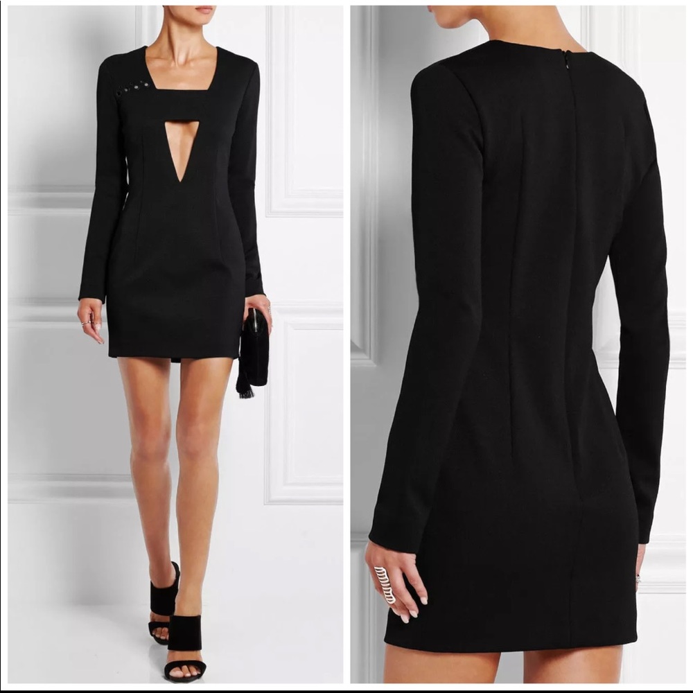 $1885 Anthony Vaccarello Black Deep V Cut Dress 2 - Picture 3 of 7